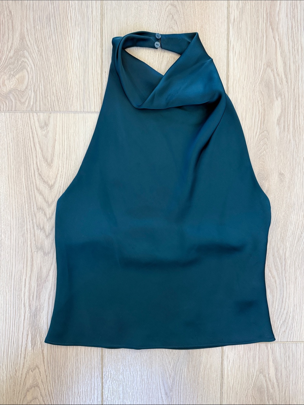 Satin Backless Halter Top Zara Teal Green Clubcore Going Out S
